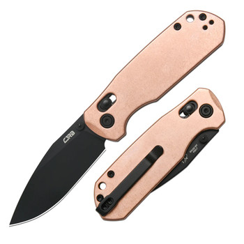 CJRB Maximal Folding Knife Copper Handle AR-RPM9 Drop Point Plain Black Blade J1954-CO