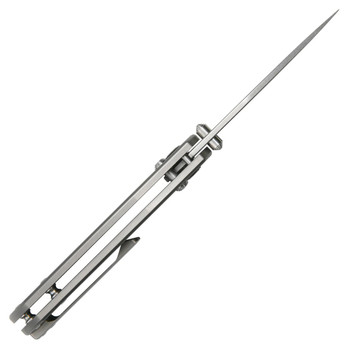 CJRB Maximal Folding Knife Gray Titanium Handle S90V Drop Point Plain Edge Stonewash Finish J1954G-GY