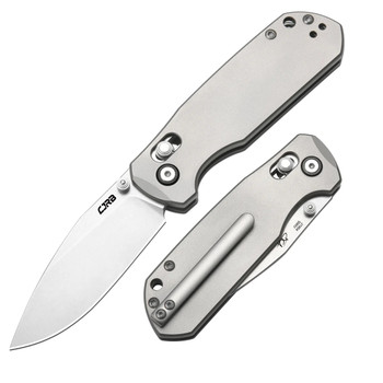 CJRB Maximal Folding Knife Gray Titanium Handle S90V Drop Point Plain Edge Stonewash Finish J1954G-GY