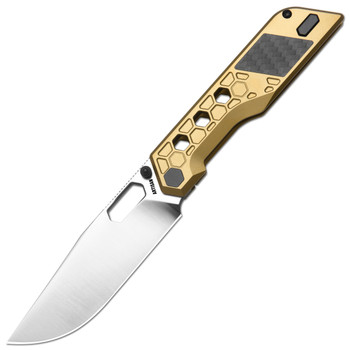 Artisan Cutlery Folding Knife Gold Titanium Handle S35VN Drop