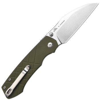 CJRB Kestrel Folding Knife Green G10 Handle AR-RPM9 Drop Point Plain Edge Stonewash Finish J1962-GN