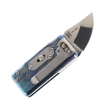 Midgards Bragi Mini Folding Knife Blue Titanium Handle 14C28N Plain Edge MM-BRGI-FLD