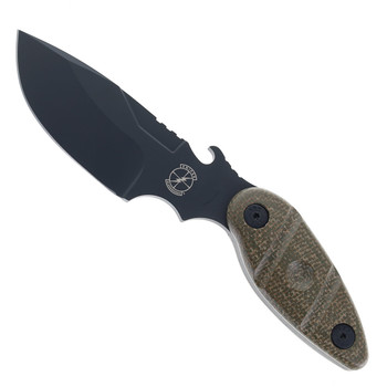 Sniper Bladeworks Utility Fixed Blade Knife OD Green Micarta Handle SUJ2 Drop Point Plain Black Blade SKINNERODGBLK