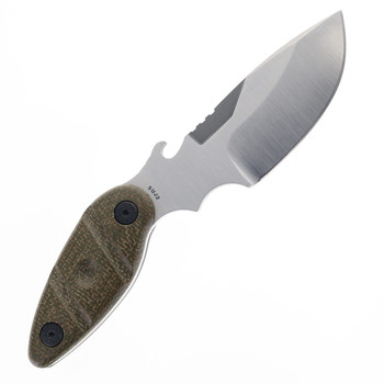 Sniper Bladeworks Utility Fixed Blade Knife OD Green Micarta Handle SUJ2 Drop Point Plain Edge Satin Finish SKINNERODGSAT