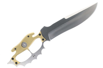Sniper Bladeworks BDH Fixed Blade Knife Brass Handle 420HC Modified Bowie Plain Edge Satin Finish BDHBRZSAT