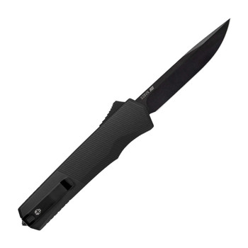 Tekto Knives A5 Spry Auto Knife Black Aluminum Handle Drop Point Plain Black Blade A5R_T6BKS35BK1_A1