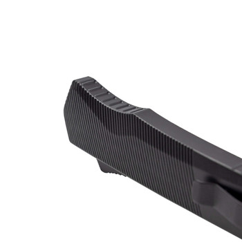 Tekto Knives A5 Spry Auto Knife Black Aluminum Handle Drop Point Plain Black Blade A5R_T6BKS35BK1_A1