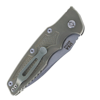 Hinderer Eklipse 3.5" Spearpoint Automatic Folding Knife Battle Green Handle Stonewashed Blade HK-EKL-SP-GRN