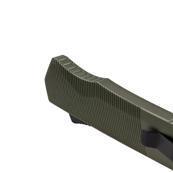 Tekto A5 Spry Out The Front Automatic Knife Green Aluminum Handle S35VN Spear Point Plain Black Blade