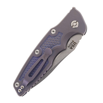 Hinderer Eklipse 3.5" Spearpoint Automatic Folding Knife Battle Purple Handle Stonewashed Blade