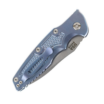 Hinderer Eklipse 3.5" Spearpoint Automatic Folding Knife Stonewashed Blue Handle Stonewashed Blade Hinderer Eklipse 3.5" Spearpoint Automatic Folding Knife Stonewashed Blue Handle Stonewashed Blade