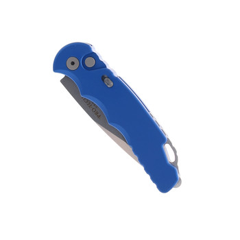 Protech TR-5 Auto Knife Blue Aluminum Handle Drop Point Plain Edge Stonewash Finish T501-BLUE Protech TR-5 Auto Knife Blue Aluminum Handle Drop Point Plain Edge Stonewash Finish T501-BLUE