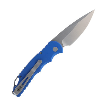 Protech TR-5 Auto Knife Blue Aluminum Handle Drop Point Plain Edge Stonewash Finish T501-BLUE Protech TR-5 Auto Knife Blue Aluminum Handle Drop Point Plain Edge Stonewash Finish T501-BLUE