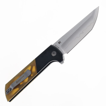 North Mountain Blade Chop 2 Folding Knife Ultem PEI/Black Aluminum Handle SLD-Magic Plain Edge
