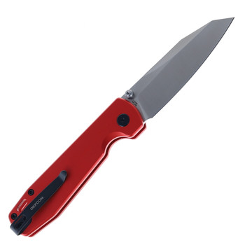 Defcon Button Lock Folding Knife Red Aluminum Handle 14C28N Sheepsfoot TD014RD