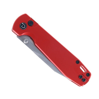 Defcon Button Lock Folding Knife Red Aluminum Handle 14C28N Sheepsfoot TD014RD