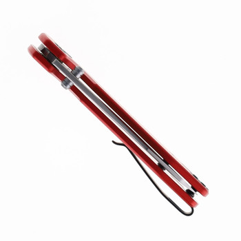 Defcon Button Lock Folding Knife Red Aluminum Handle 14C28N Sheepsfoot TD014RD