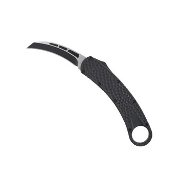 Tekto Karambit OTF Auto Knife Black Aluminum Alloy Handle 400C Talon Plain Black Blade TKKBK
