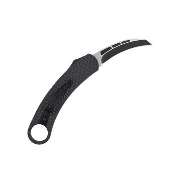 Tekto Karambit OTF Auto Knife Black Aluminum Alloy Handle 400C Talon Plain Black Blade TKKBK
