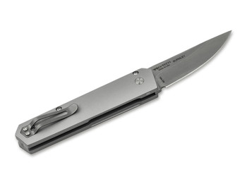 Boker Kwaiken Compact Auto Knife Silver Alum Handle 154CM Plain Edge 01BO253