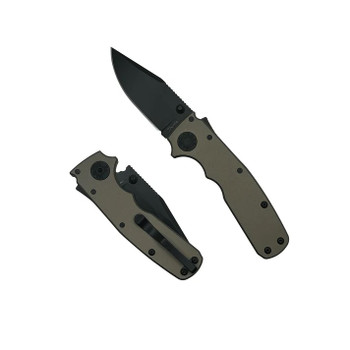 Demko Shark Cub Folding Knife Artillery Grey Aluminum Handle 20CV Clip Point Plain DLC Blade