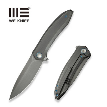 WE Acuminal Folding Knife Gray Hand Rubbed Titanium Handle Vanax Drop Point Plain Edge WE23070-3