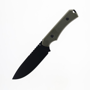 (Minor Warped Blade) Tuya Hunter Skinner Fixed Blade Knife Green Micarta Handle D2 PVD Plain Blade
