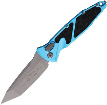 Microtech Socom Elite Auto Knife Turquoise Aluminum/Black Traction Handle Tanto Steel Blade 161A-10 APTQ Microtech Socom Elite Auto Knife Turquoise Aluminum/Black Traction Handle Tanto Steel Blade 161A-10 APTQ