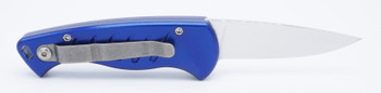 Piranha USA Fingerling Auto Knife Blue Aluminum Alloy Handle Mirror 154CM Plain Edge P-2B