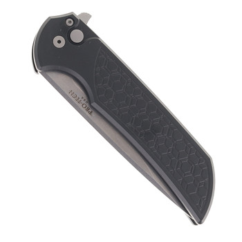 ProTech Mordax Button Lock Folding Knife Black Aluminum Handle Magnacut Drop Point Plain Edge MX105-GRIDLOCK