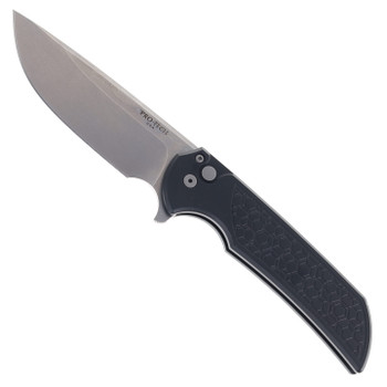 ProTech Mordax Button Lock Folding Knife Black Aluminum Handle Magnacut Drop Point Plain Edge MX105-GRIDLOCK