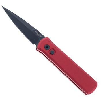 ProTech Godson Auto Knife Black Aluminum Handle Plain Edge 154CM 721-RED