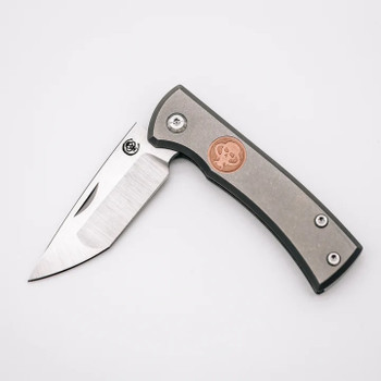 Chaves Redencion Slip Joint Folding Knife Stonewash Titanium Handle M390 Tanto Plain Edge CHA-SLIP-J