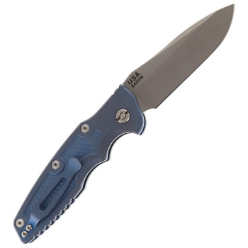 Hinderer Eklipse 3.5" Automatic Spearpoint Folding Knife Battle Blue Handle Working Finish Blade Hinderer Eklipse 3.5" Automatic Spearpoint Folding Knife Battle Blue Handle Working Finish Blade