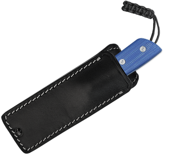 Straight Line Digger Fixed Blade Knife Blue Canvas Micarta Handle 14C28N Plain Edge Stonewash Finish