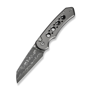 Civivi Pragma Prime Folding Knife Gray Aluminum Handle Damascus Plain Edge C24067-DS1