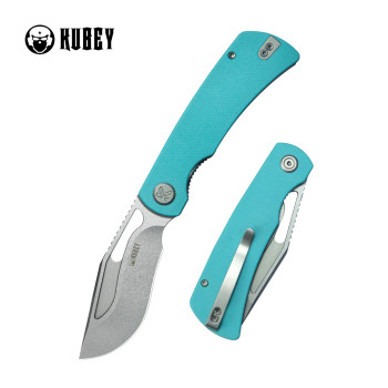 Kubey Gurkha EDC Folding Knife Tiffany Blue G-10 Handle Beadblast