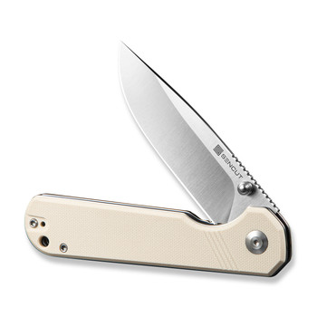 Sencut Aetheris Folding Knife Off White G10 Handle 9Cr18MoV Plain Edge Satin Finish S24095-1