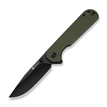 Sencut Aetheris Folding Knife OD Green G10 Handle 9Cr18MoV Plain Black Blade S24095-2