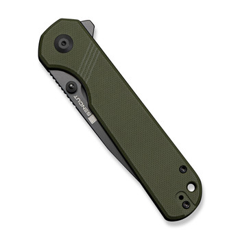 Sencut Aetheris Folding Knife OD Green G10 Handle 9Cr18MoV Plain Black Blade S24095-2