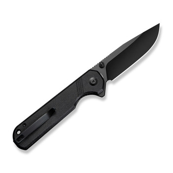 Sencut Aetheris Folding Knife Black Canvas Micarta Handle 9Cr18MoV Plain Black Blade S24095-3