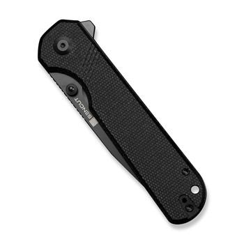 Sencut Aetheris Folding Knife Black Canvas Micarta Handle 9Cr18MoV Plain Black Blade S24095-3