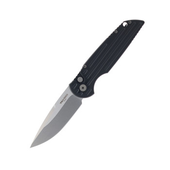 Pro-Tech Auto Knife Black Aluminum Handle 154CM Drop Point Plain Edge Stonewash Finish TR-3 SW