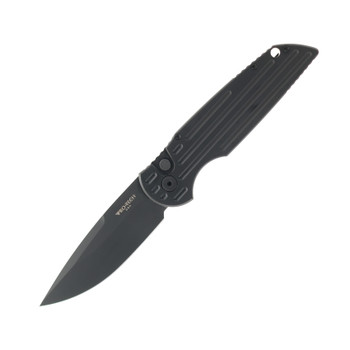 Pro-Tech Auto Knife Black Aluminum Handle 154CM Drop Point Plain Black Blade TR-3 SWAT