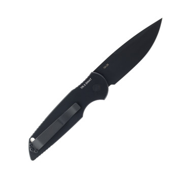 Pro-Tech Auto Knife Black Aluminum Handle 154CM Drop Point Plain Black Blade TR-3 SWAT