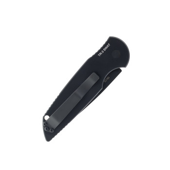 Pro-Tech Auto Knife Black Aluminum Handle 154CM Drop Point Plain Black Blade TR-3 SWAT