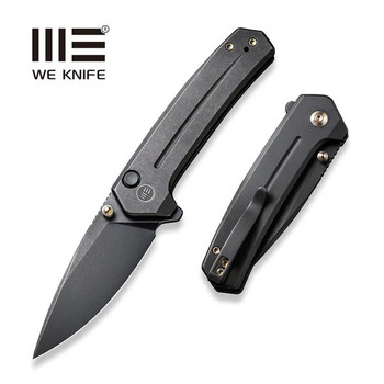 WE Culex Folding Knife Black Titanium Handle 20CV Plain Edge Black Stonewash Finish WE21026B-2