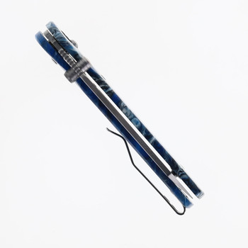 Defcon Artifact Axis Lock Folding Knife Blue/White Marble Resin Handle Sheepfoot 14C28N Blade TD024BLWT