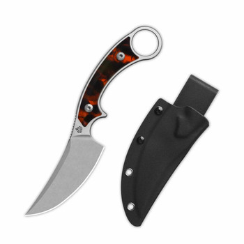 QSP Viper Fixed Blade Knife Tortoise Resin Handle 10Cr15MoV Clip  Point Plain Edge QS166-C1