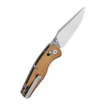 QSP Reptile Folding Knife Champagne Aluminium Handle 14C28N Clip Point Plain Edge QS165-A1